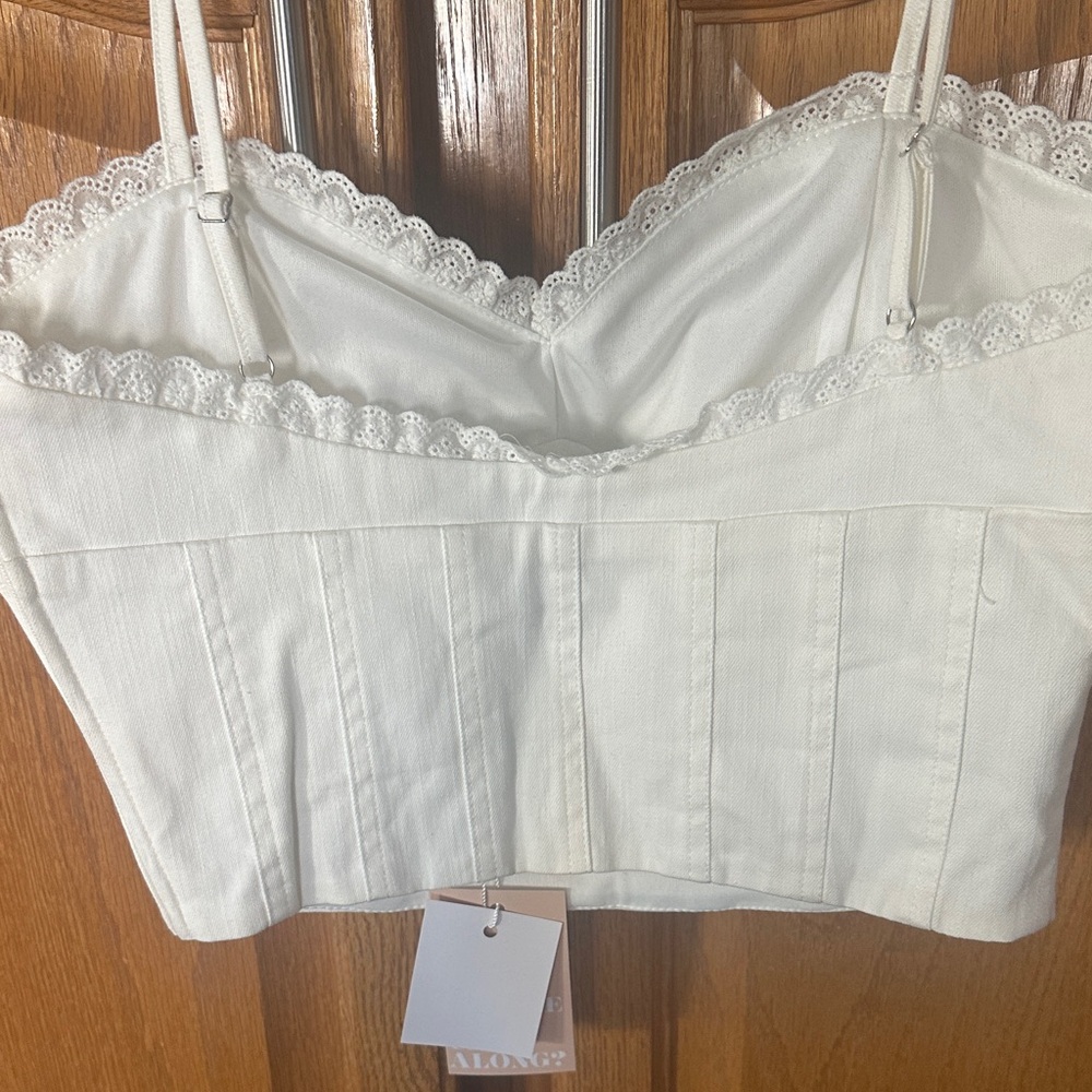 Tiger Mist Brand New White Lace Trim Bustier Crop Top Size Small - Picture 5 of 8